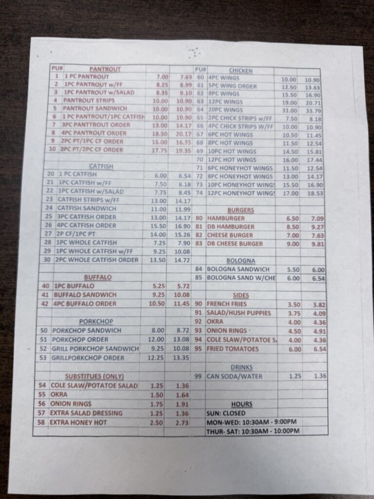 Harveys fish house Menu 2